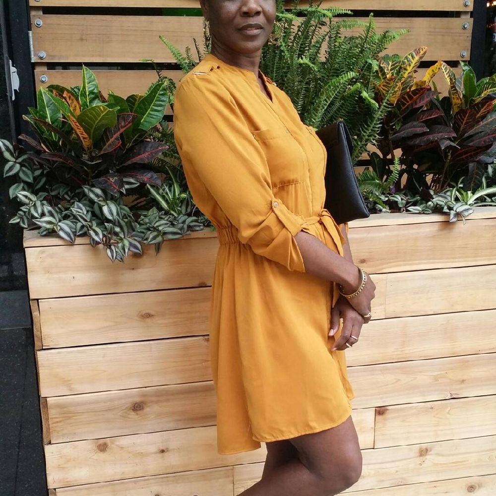 DYNAMITE Belted Shirt Dress